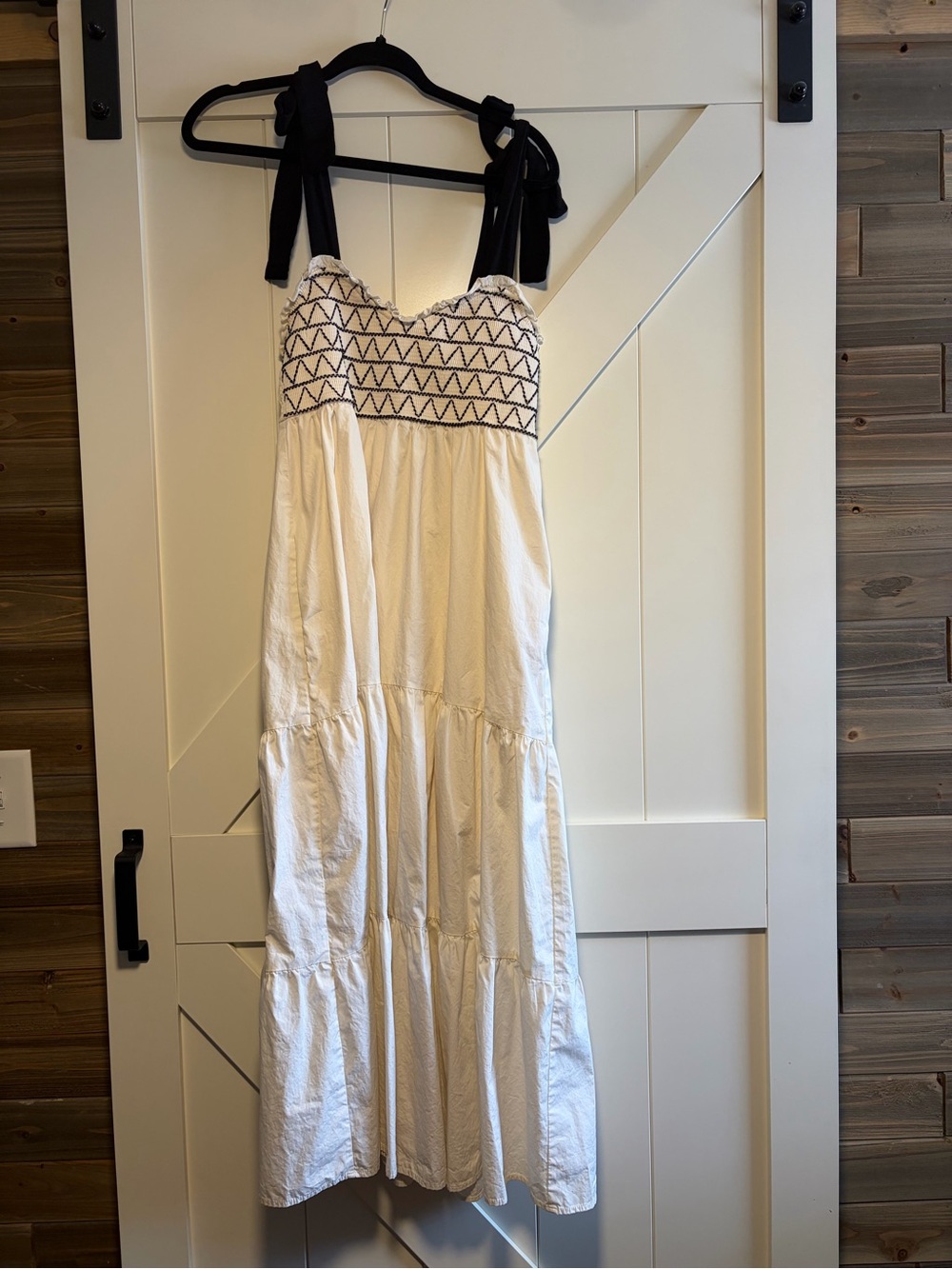 White Maxi Sundress with Black Tie Straps